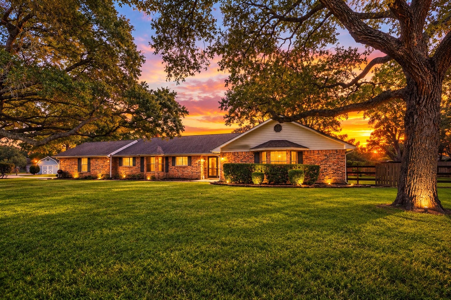 22107 Rosewood Trail, Tomball, TX 77377 Traditional Brick Ranch-Style Home on Approx. 1-Acre Corner Lot with a Side-Entry 2-Car Garage, an In-Ground Dark Blue Gunite Pool with Fountain & Sprays has BEAUTIFUL VIEWS OF THE NEIGHBORHOOD LAKE WITH ISLAND. Rosewood Hill is a Unique & Highly Desired Neighborhood w/a Small Home Town Feeling.