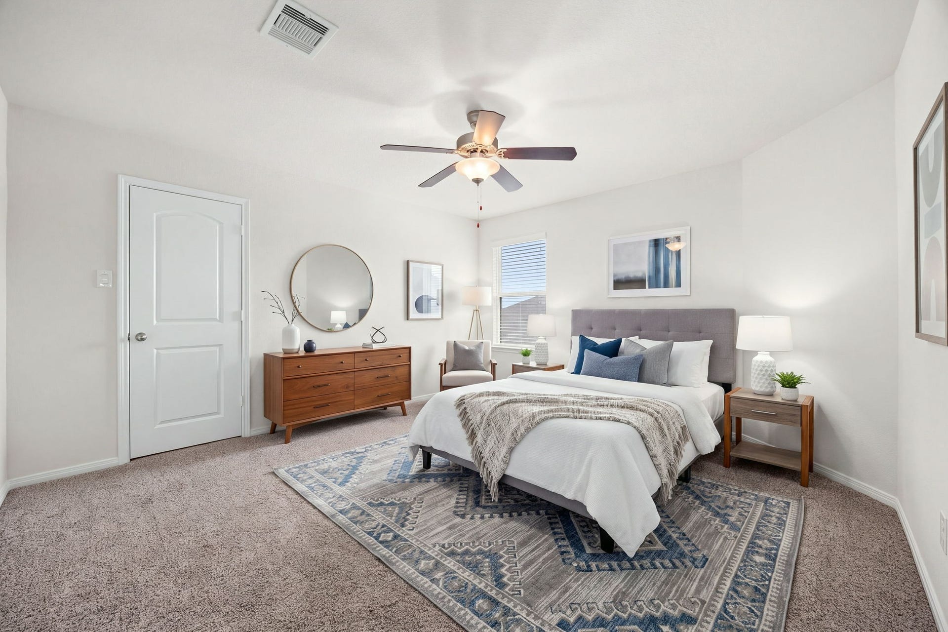 23643 Balzano Court, Katy, TX 77493 Inviting secondary bedroom showcasing a comfortable layout, plush wall-to-wall carpeting, and a bright single window.