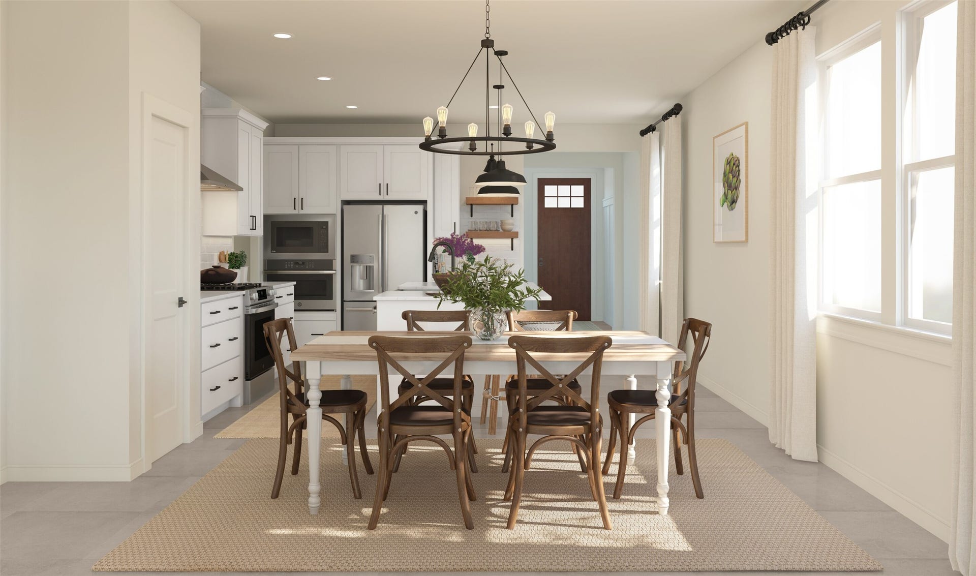 Sun-lit dining area (*Artist rendering used for illustration purposes only. Colors/finishes may differ from the ones currently selected in the home.)