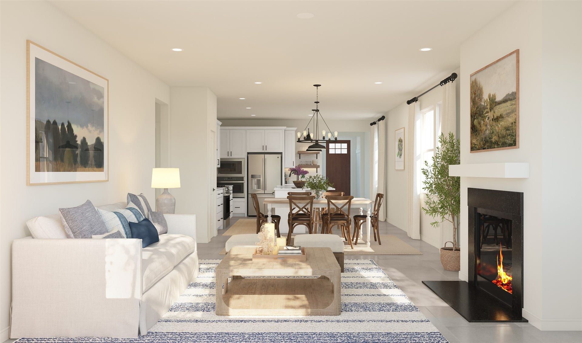 Open great room (*Artist rendering used for illustration purposes only. Colors/finishes may differ from the ones currently selected in the home.)