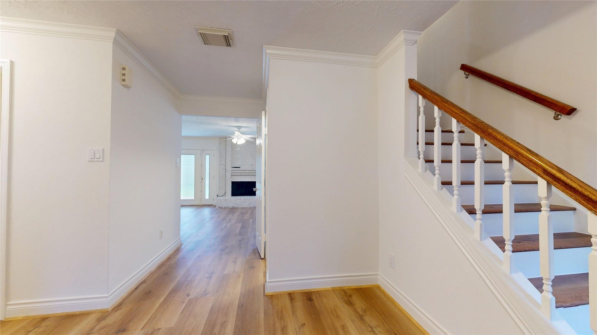 Looking into the living room through the foyer.