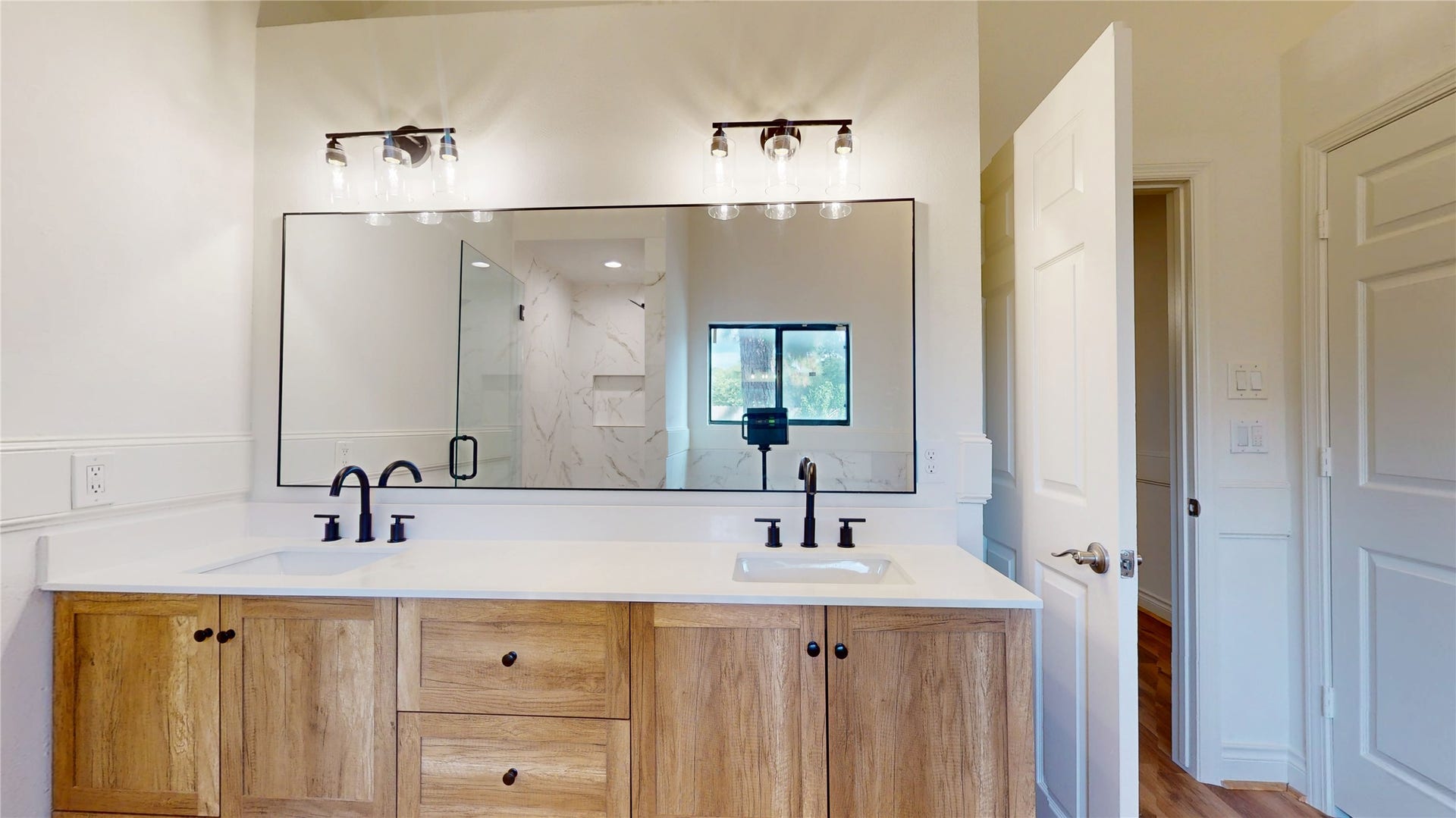 Dual sinks provide convenient functionality and ample counter space for two.
