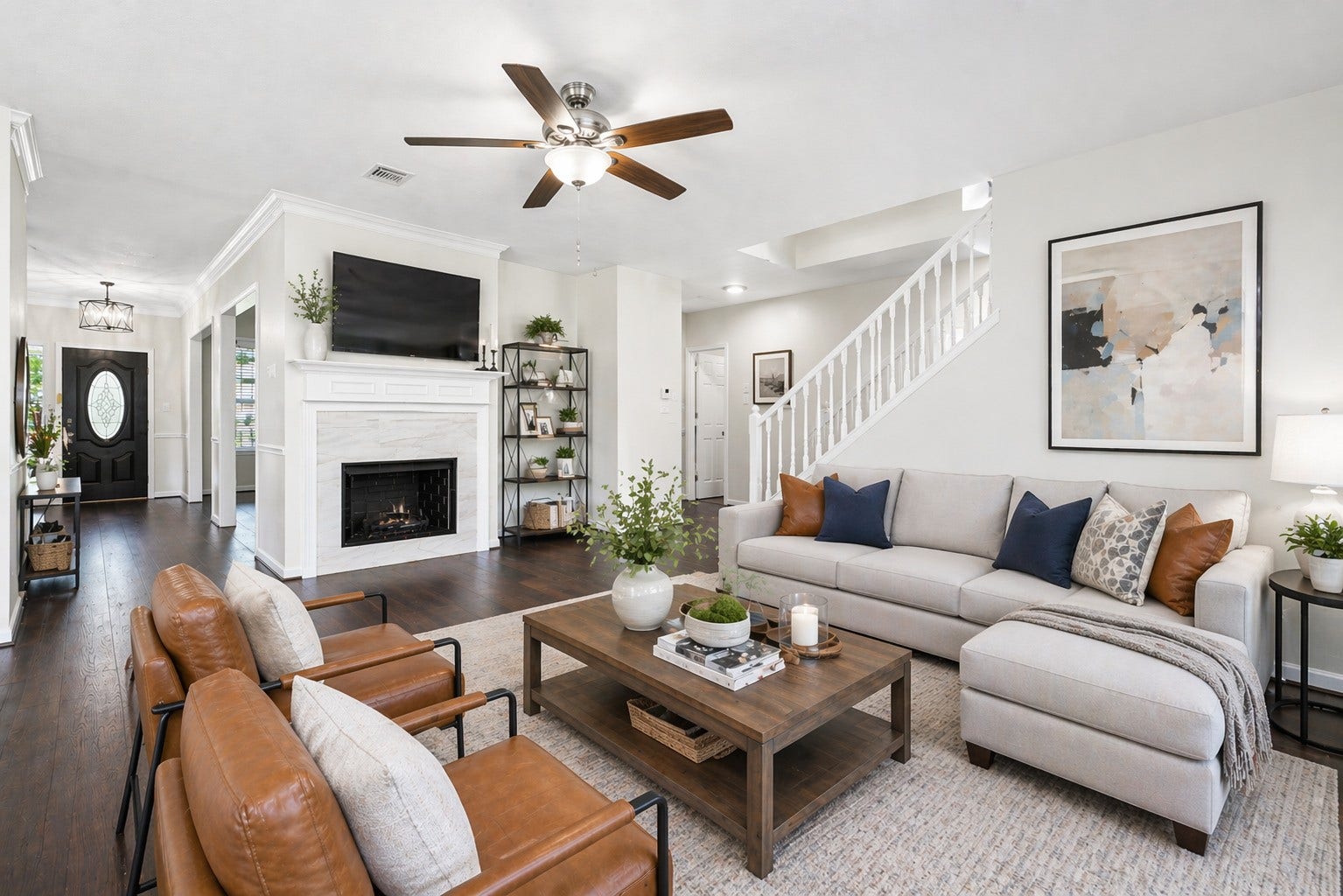 5507 River Gable Court, Sugar Land, TX 77479 Virtually Staged Living Room