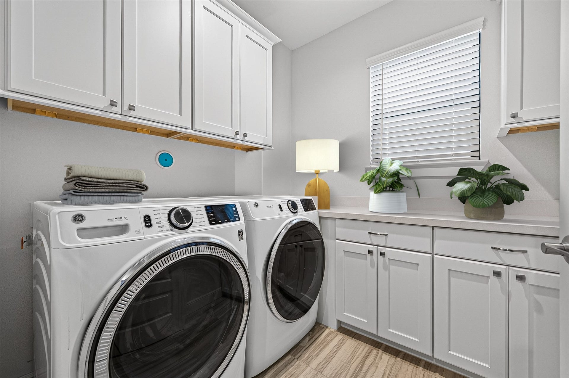 3508 Harvest Dance Drive, Houston, TX 77008 The perfect place for a Laundry Room is near the bedrooms. Convenience with Design. Natural light, a folding counter and plenty of storage.