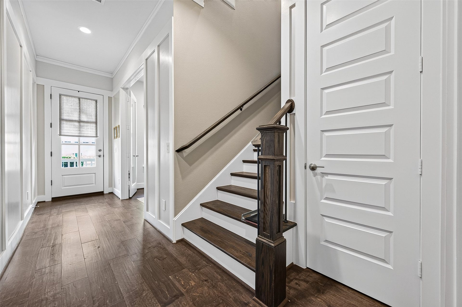 3508 Harvest Dance Drive, Houston, TX 77008 A little further down from the Home Office are the extra-wide stairs leading to the bedrooms, laundry room and second living space/gameroom. Behind the door to the right of the stairs is an L-shaped Interior Storage Closet with custom shelves added by the owner.