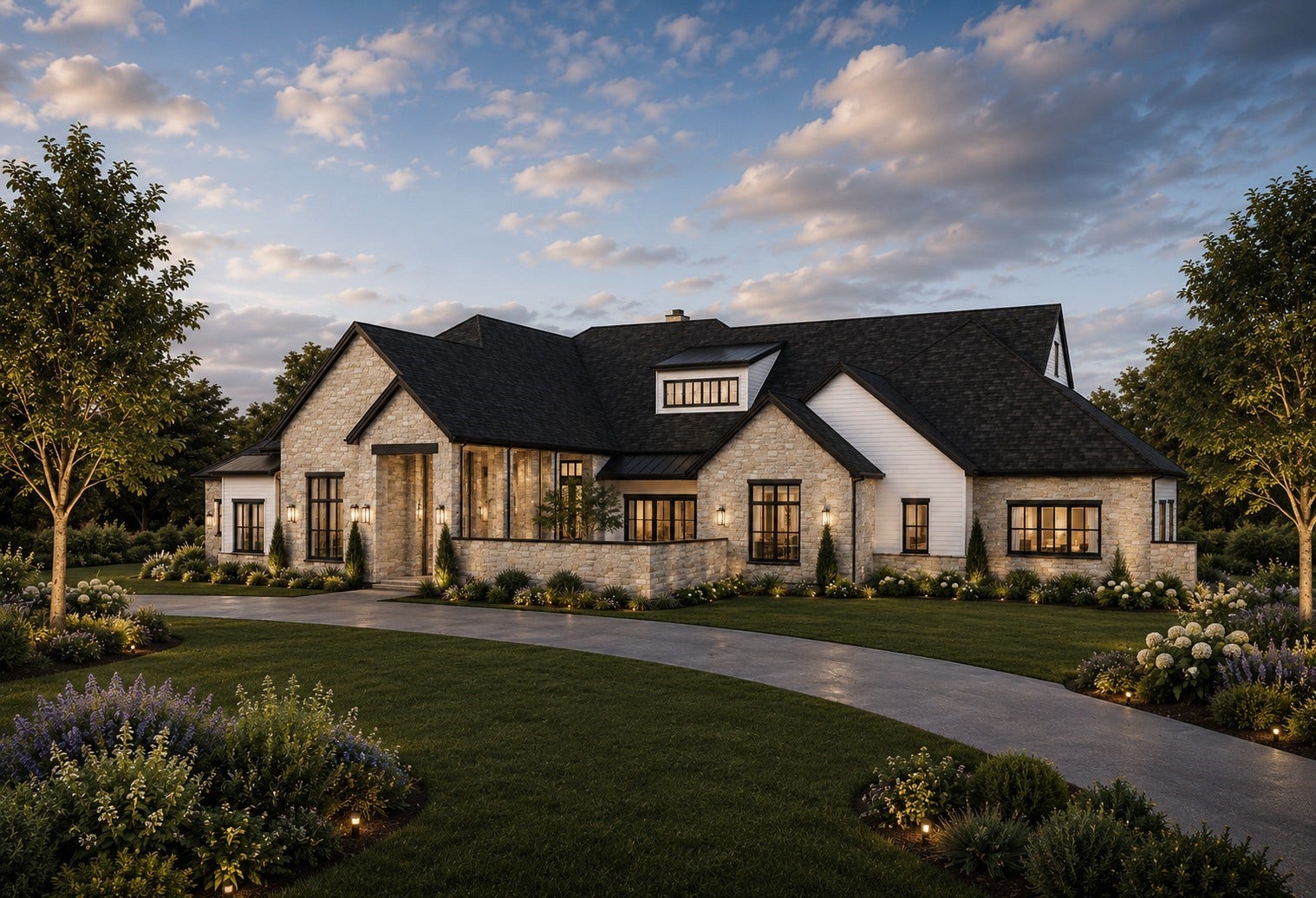 2215 Stallion Lakes 3D rendering of front side elevation.