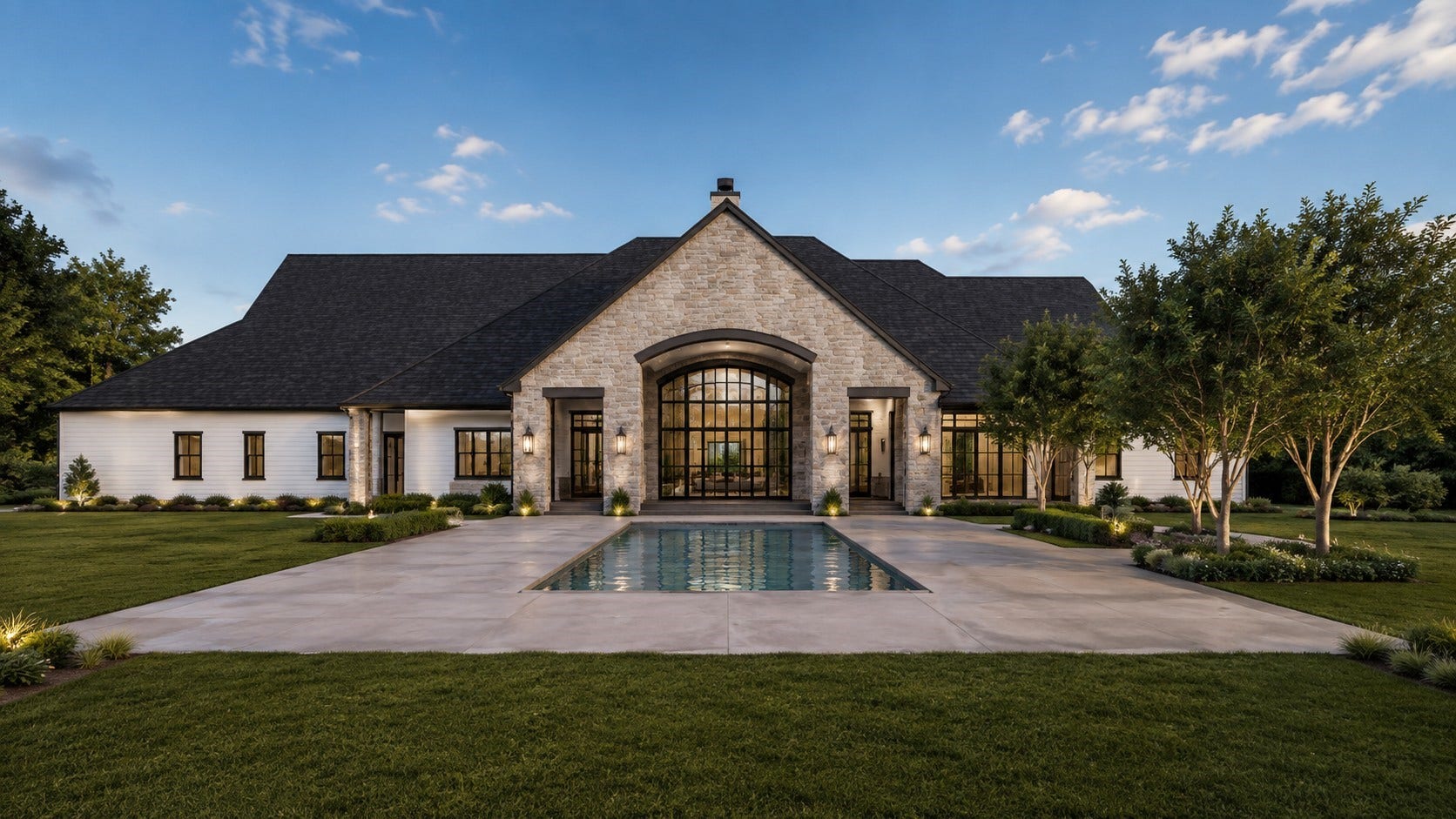 2215 Stallion Lakes 3D rendering of back rear elevation with pool. *This home does not include a pool at this time.