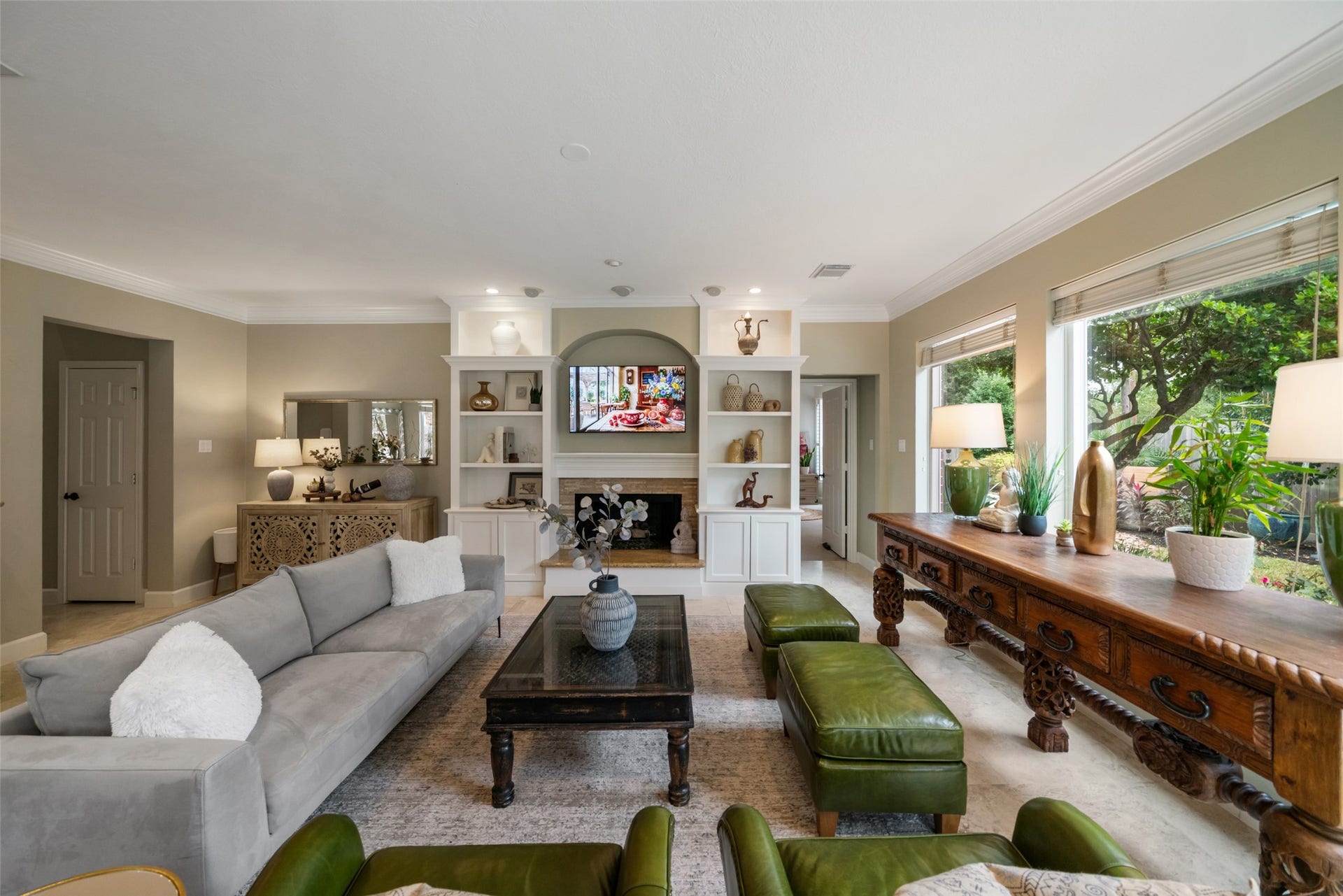 3507 Aspen Glen Lane, Spring, TX 77388 Primary bedroom is privately located near the back of the home with pool views.