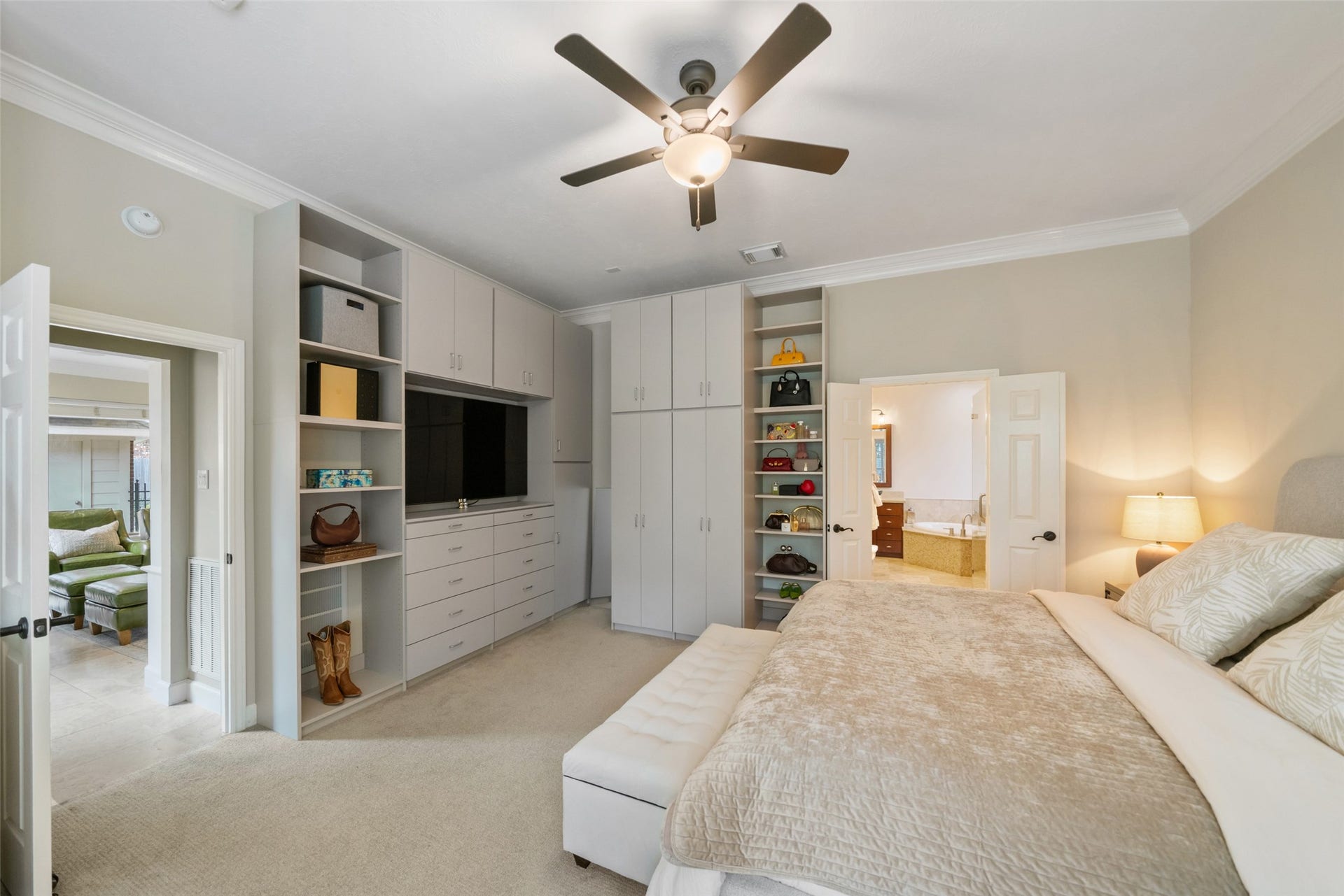 3507 Aspen Glen Lane, Spring, TX 77388 The primary bedroom boasts a closet system installed by, Closets By Design.