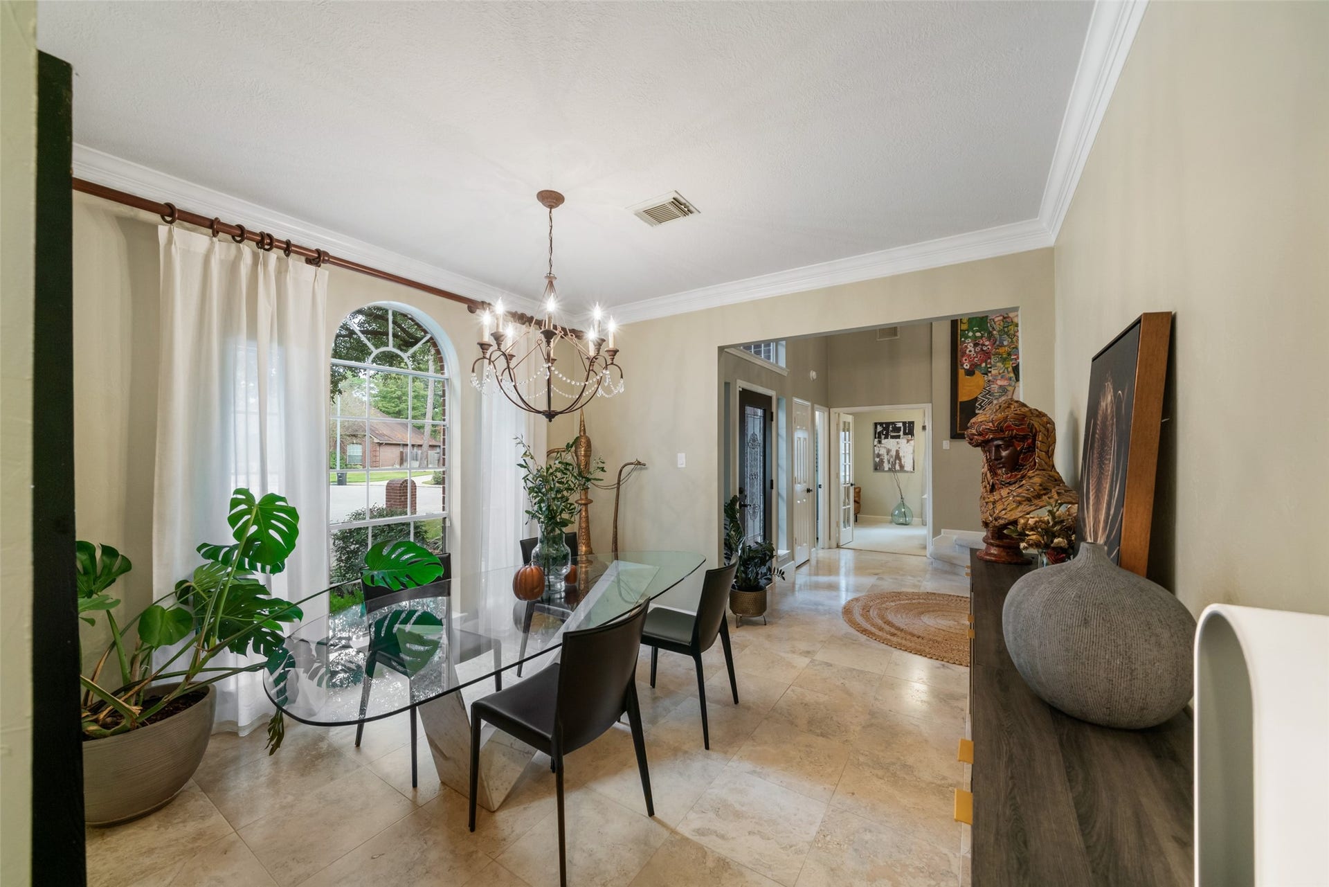 3507 Aspen Glen Lane, Spring, TX 77388 Kitchen access allows smooth serving for gatherings.