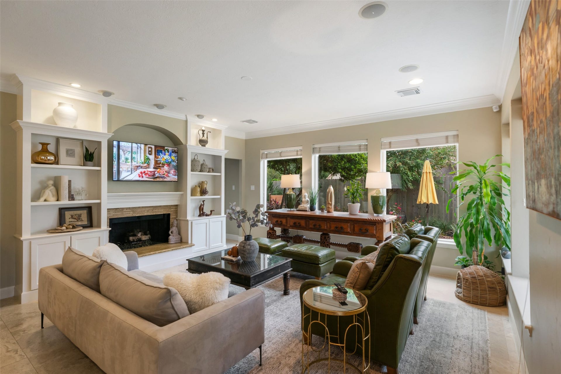 3507 Aspen Glen Lane, Spring, TX 77388 Entertain or relax around the fireplace as a central focus point.