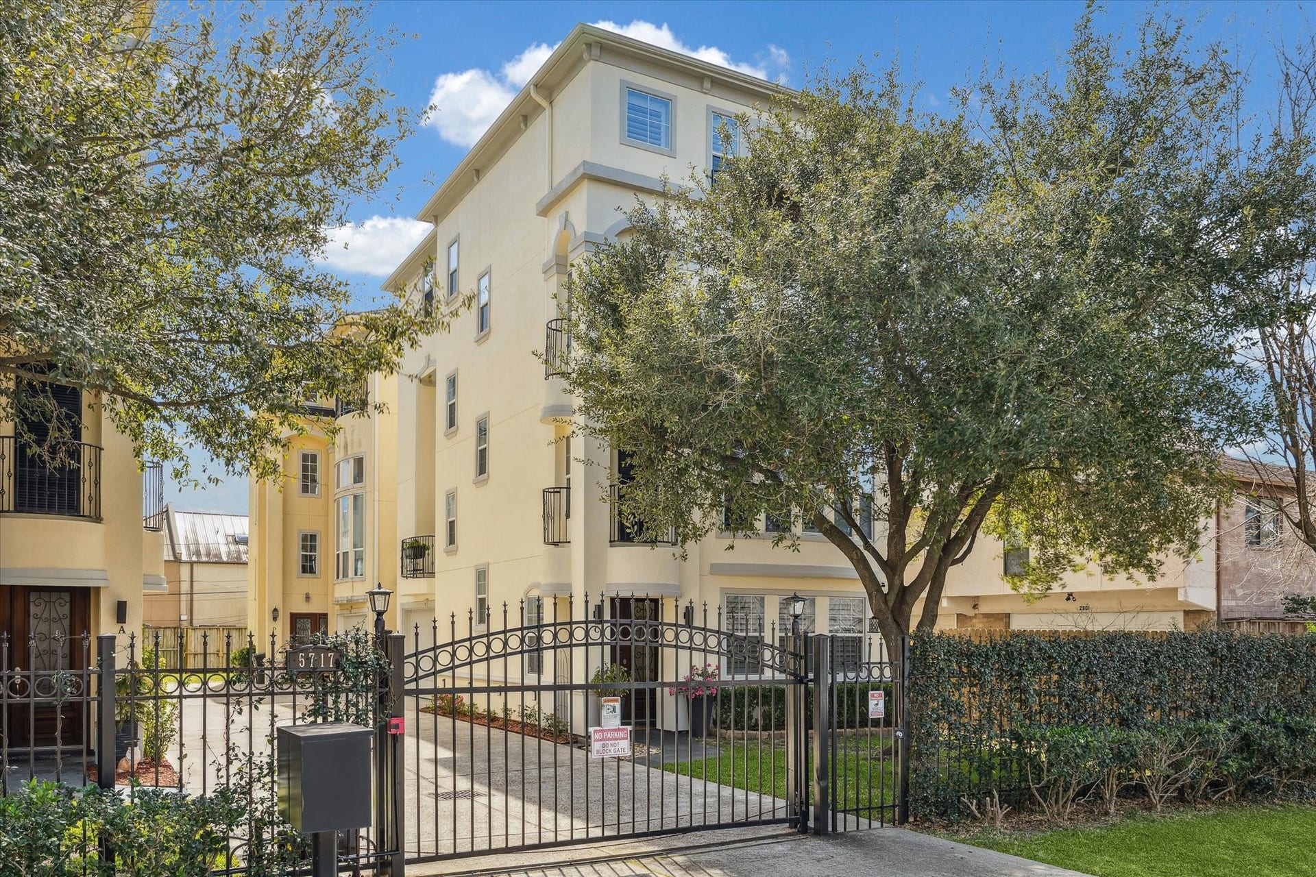 5717 Val Verde Street, #C, Houston, TX 77057 The building is surrounded by mature trees and well-maintained landscaping. T