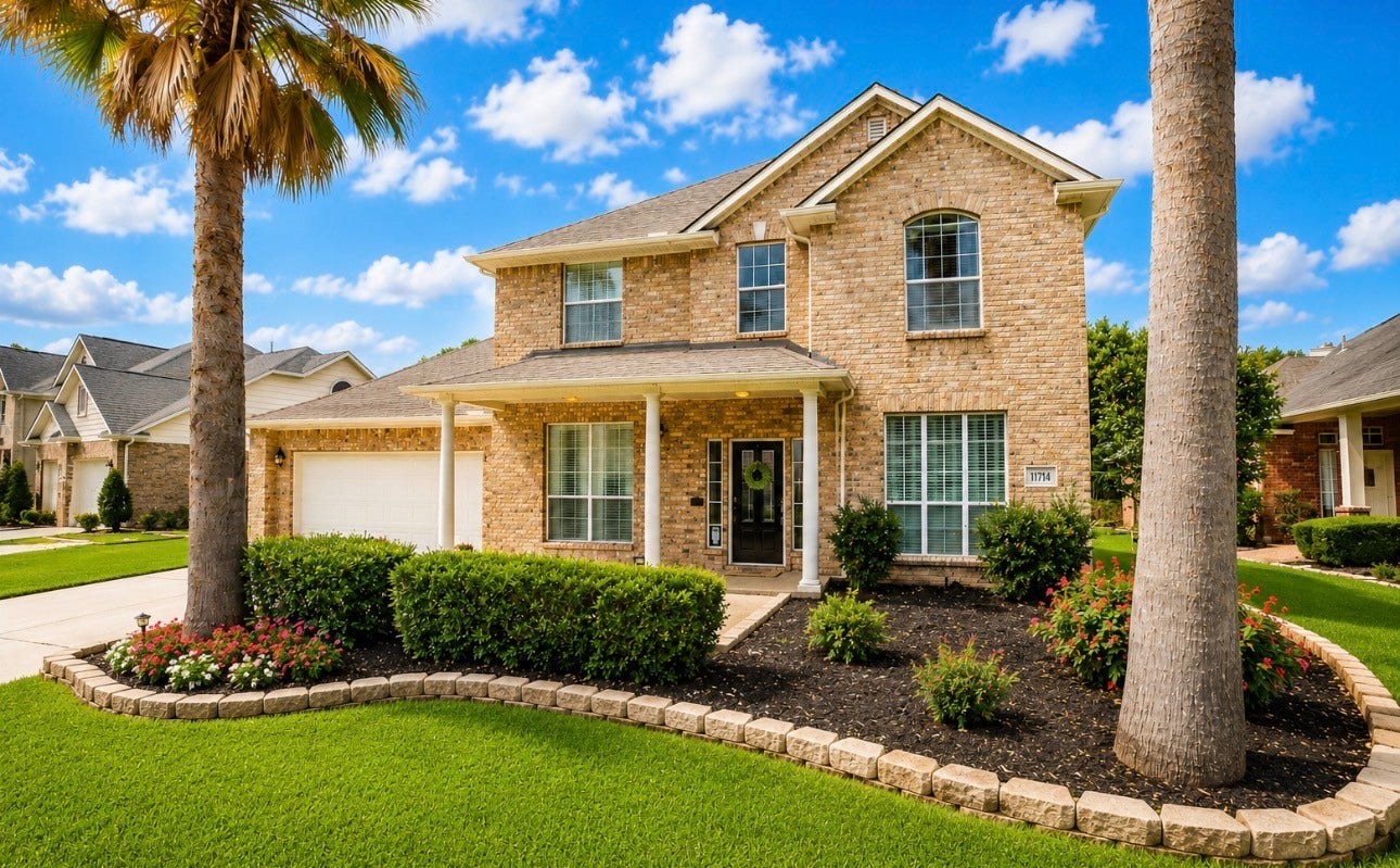 Timeless curb appeal sets the tone for what awaits inside. Framed by a charming brick front porch with columns and inviting architectural details, this well-kept home is located in Lakes of Pine Forest, a community known for its scenic lakes, walking trails, and neighborhood amenities.