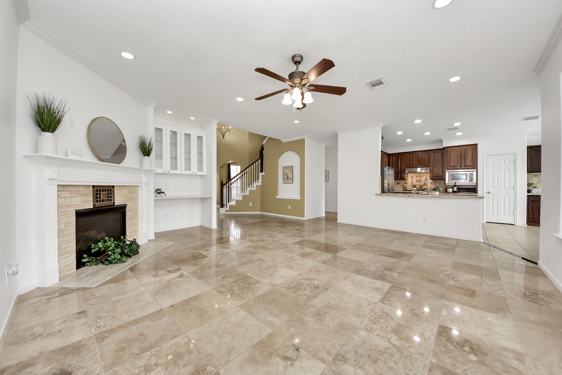 The open flow between the living room and kitchen creates an easy, connected layout.