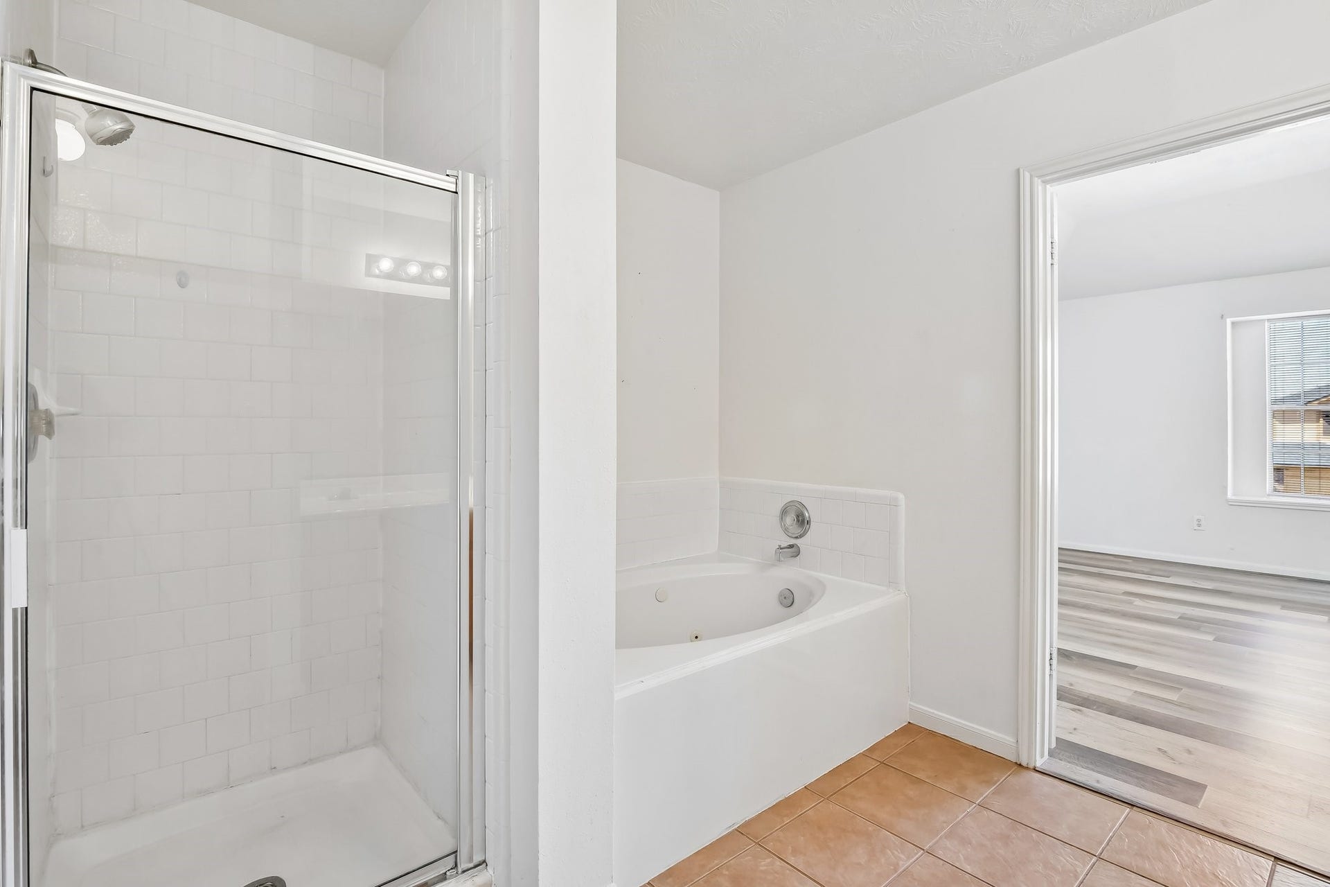 12006 Thornburg Lane, Houston, TX 77067 Primary bath jetted tub and separate shower.