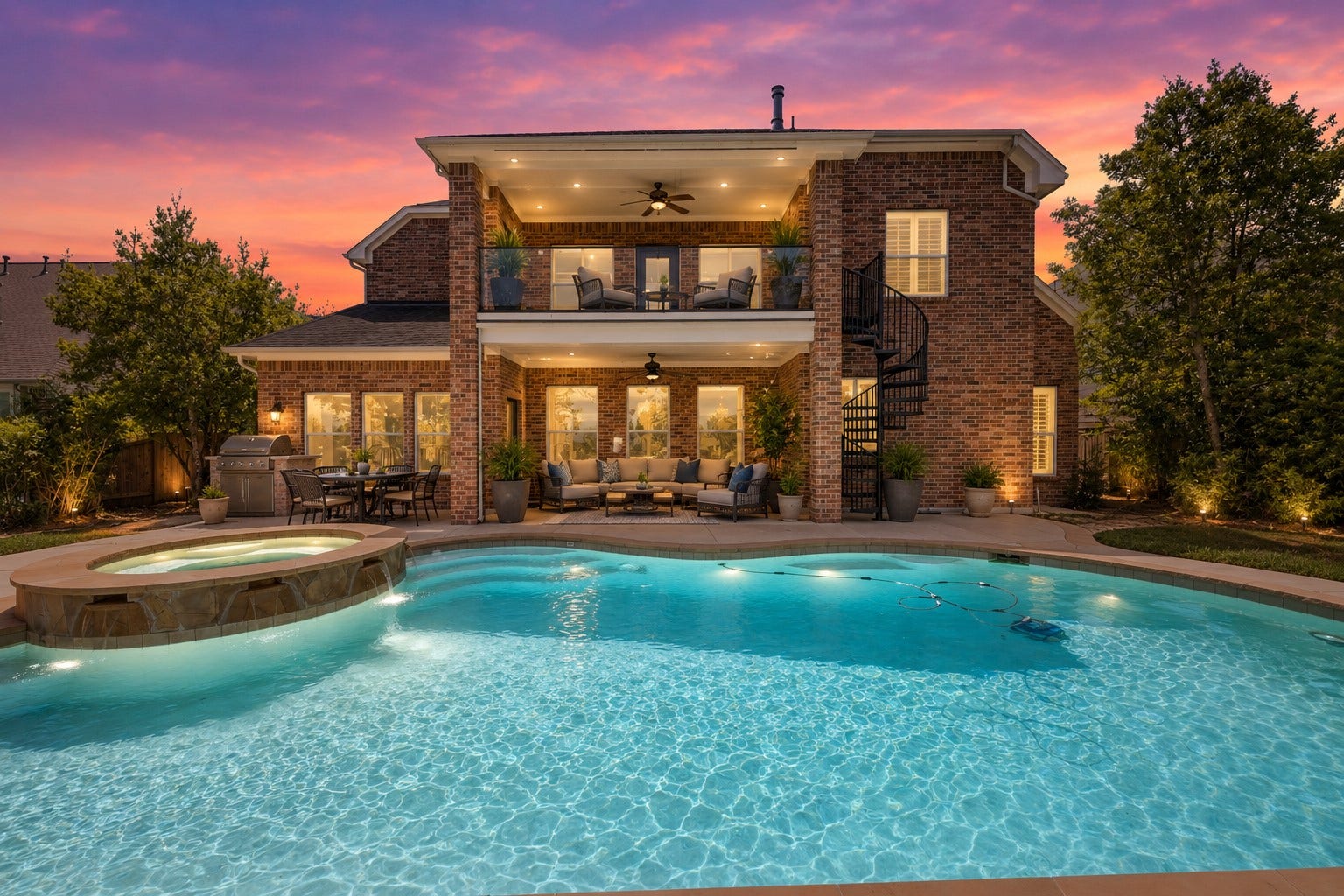 26418 Cottage Cypress Lane, Cypress, TX 77433 With two spacious patios there is plenty of room to host family and friends. Nice pool/hot tub and all overlooking Hole #2 South Course of desired Black Horse Ranch. - virtually staged furniture -