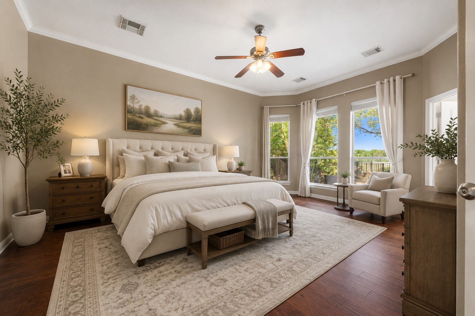 26418 Cottage Cypress Lane, Cypress, TX 77433 Primary bedroom that shows the size, the beautiful flooring and the possibilities to transform your new space.
** Virtually Staged **