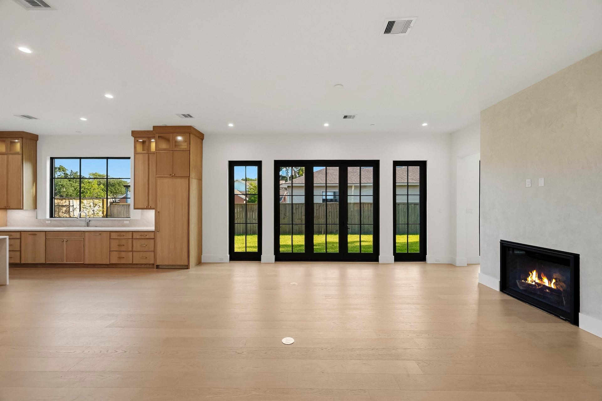 Venetian plaster on the fireplace offers a luxurious touch!