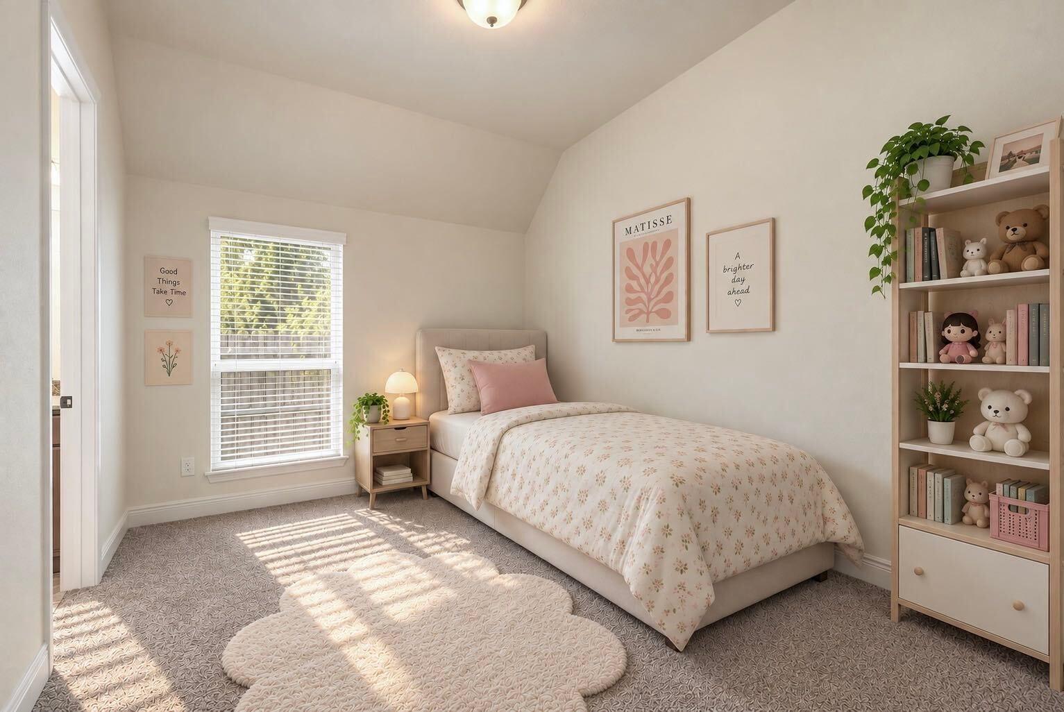 Virtual Staging Secondary Bedroom: Well-sized secondary bedroom with flexible space for family or guests.