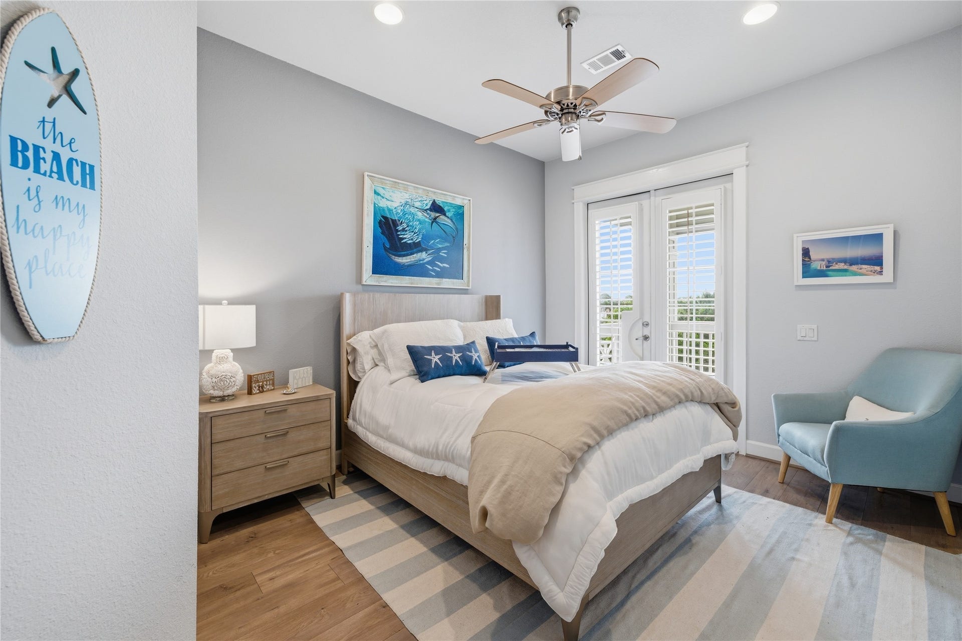 2174 Marina Way, Kemah, TX 77565 Bedroom #2, with french doors to the front balcony.