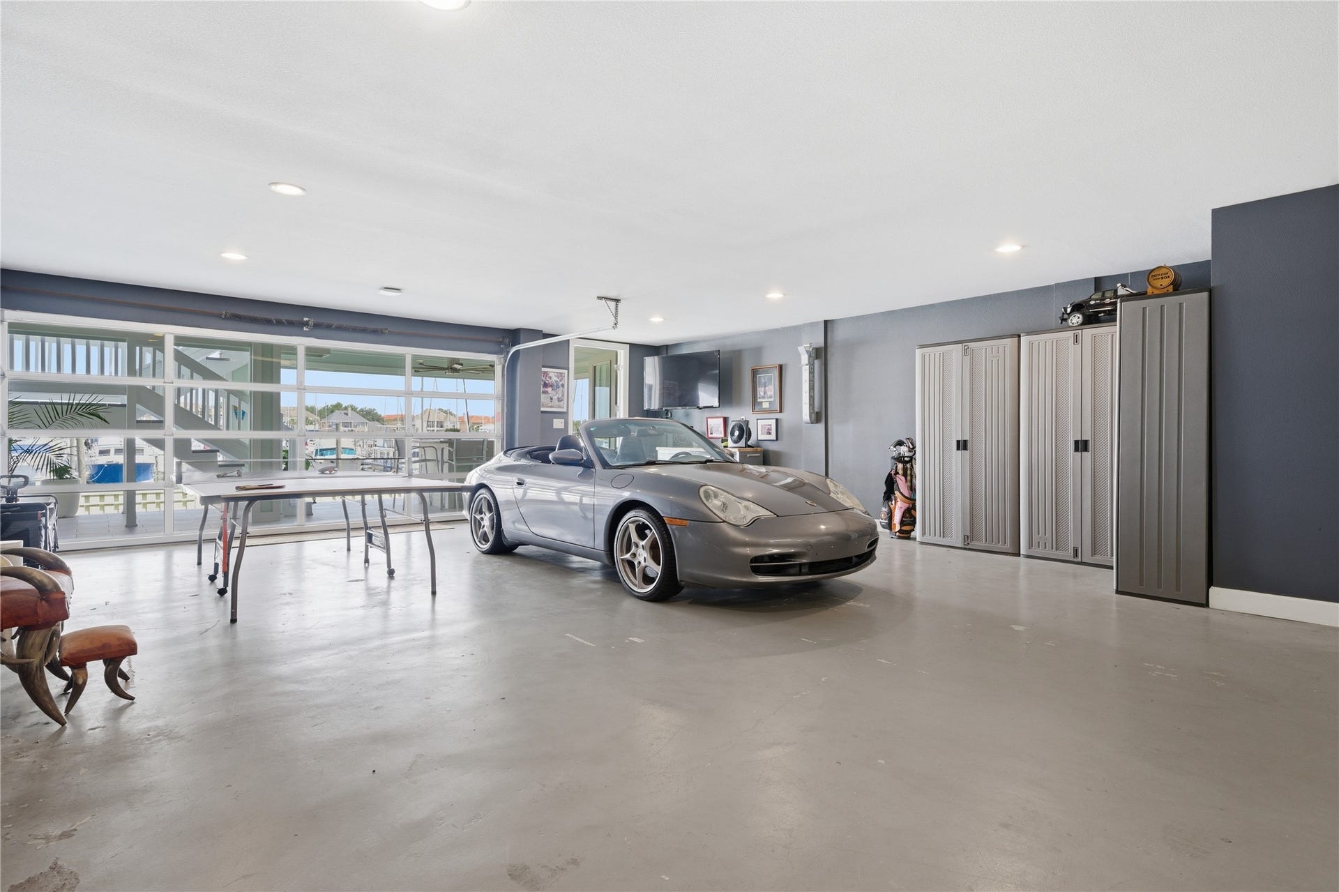 2174 Marina Way, Kemah, TX 77565 View of the back of the garage with the glass door.