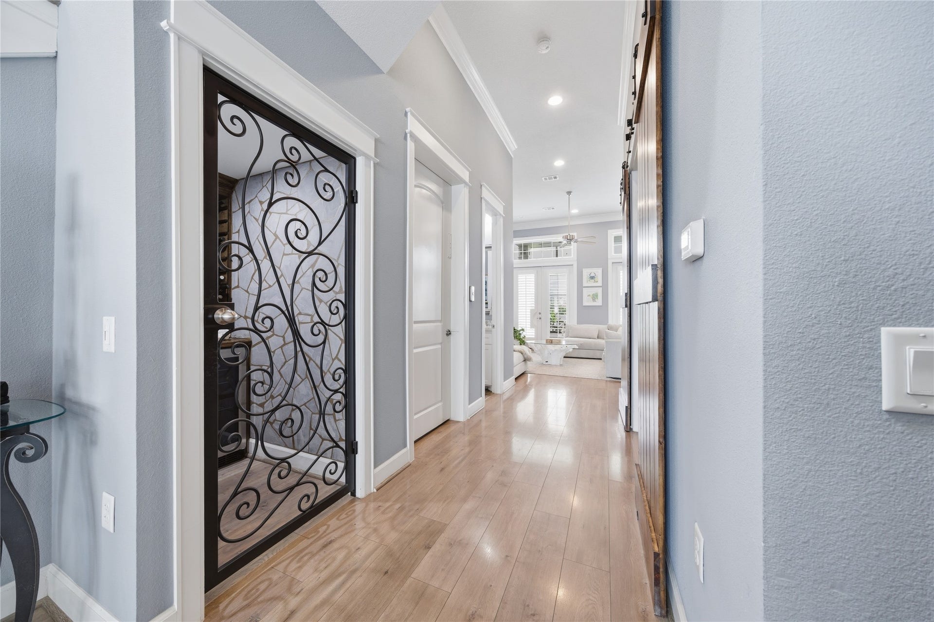 2174 Marina Way, Kemah, TX 77565 On the 2nd level, you will find the entertaining spaces, complete with wine room and the elevator to the right of it.