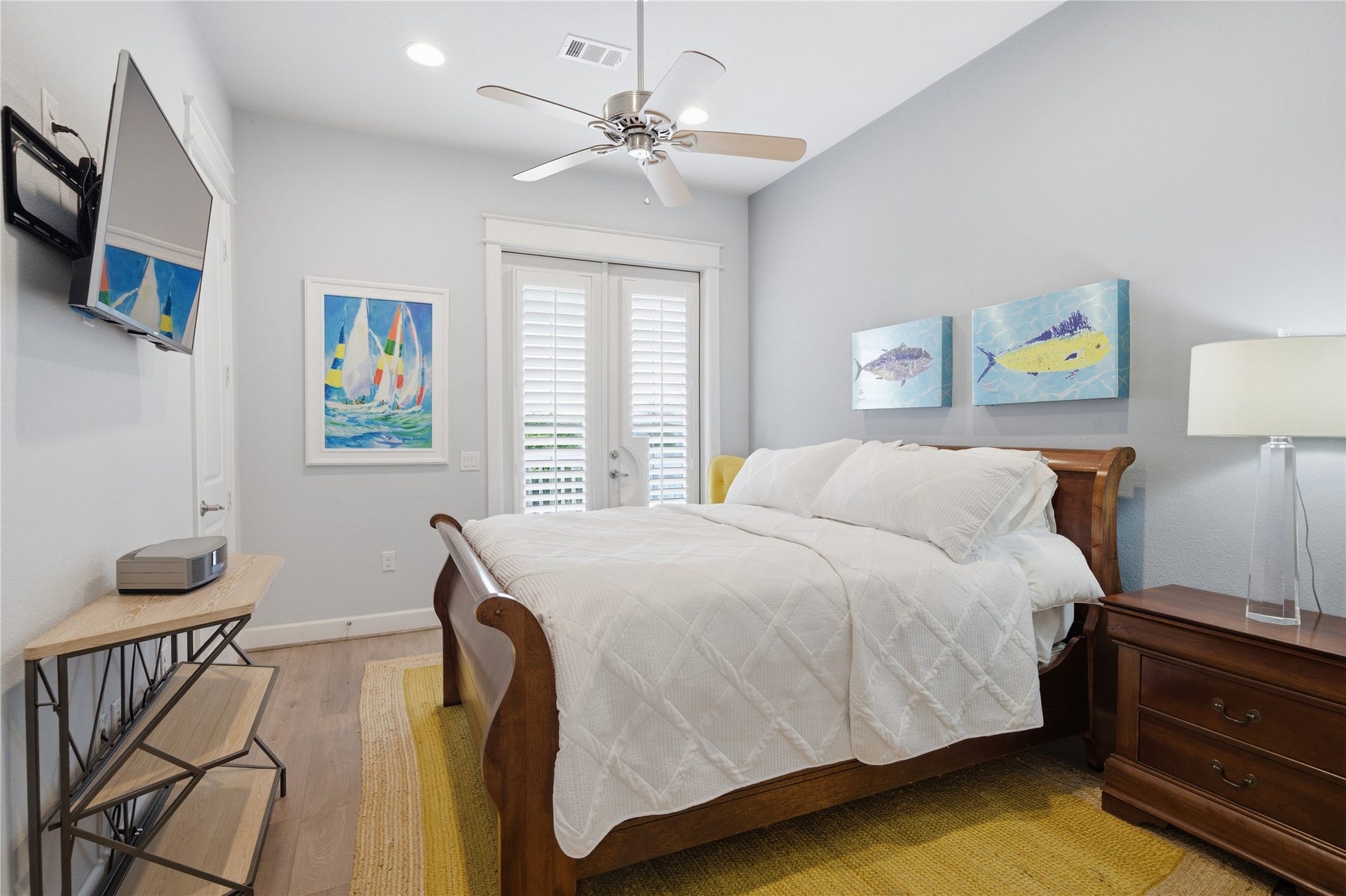 2174 Marina Way, Kemah, TX 77565 Bedroom #3 with french doors to the front balcony.