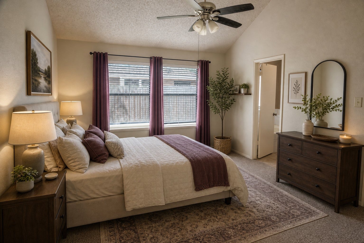 Primary Bedroom with Ensuite Bathroom-Virtually Staged