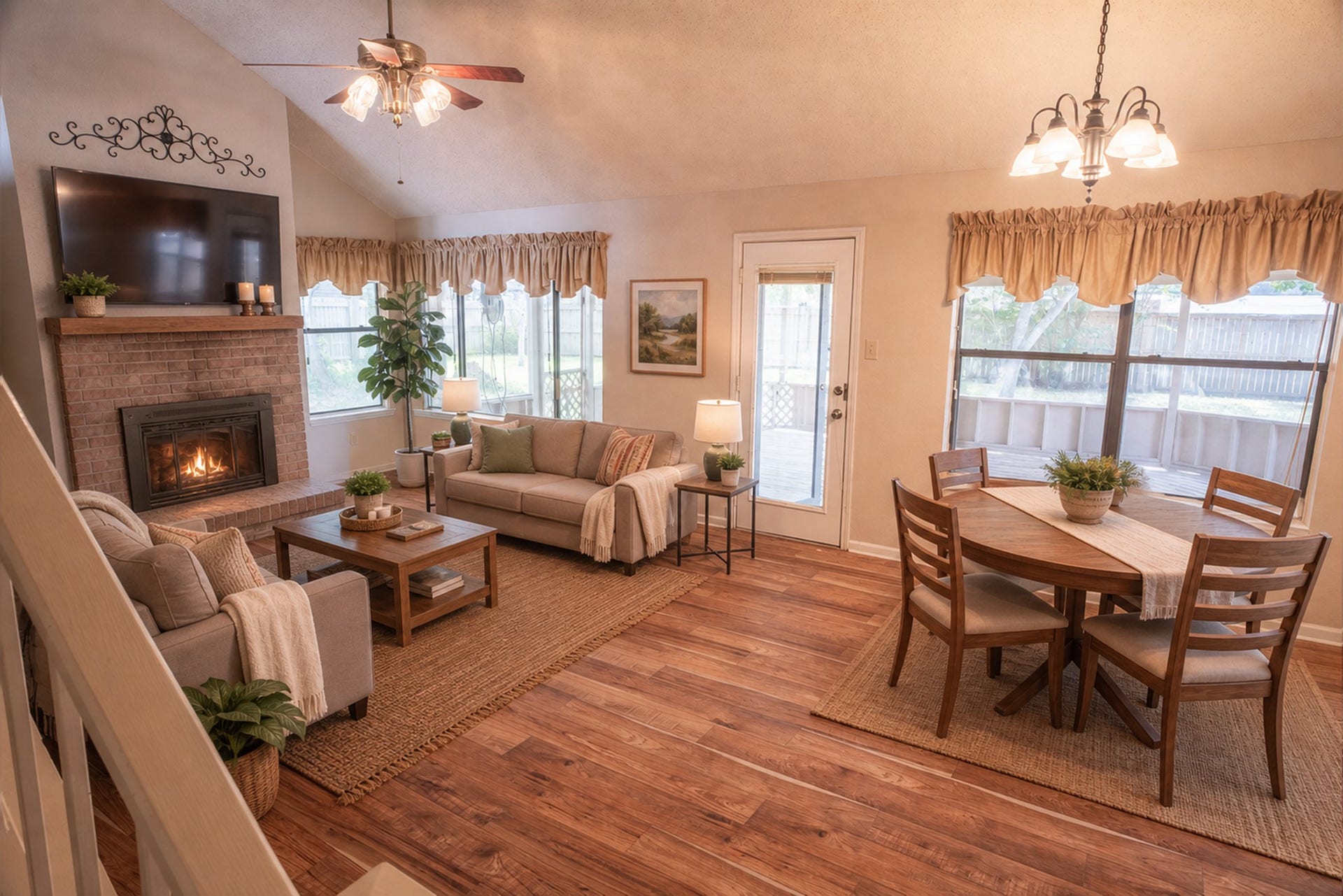 Open Concept Living and Dining Areas-Virtually Staged