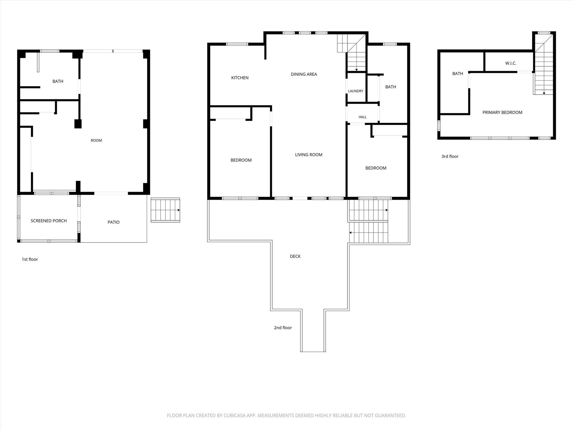 Floor plan of all 3 levels