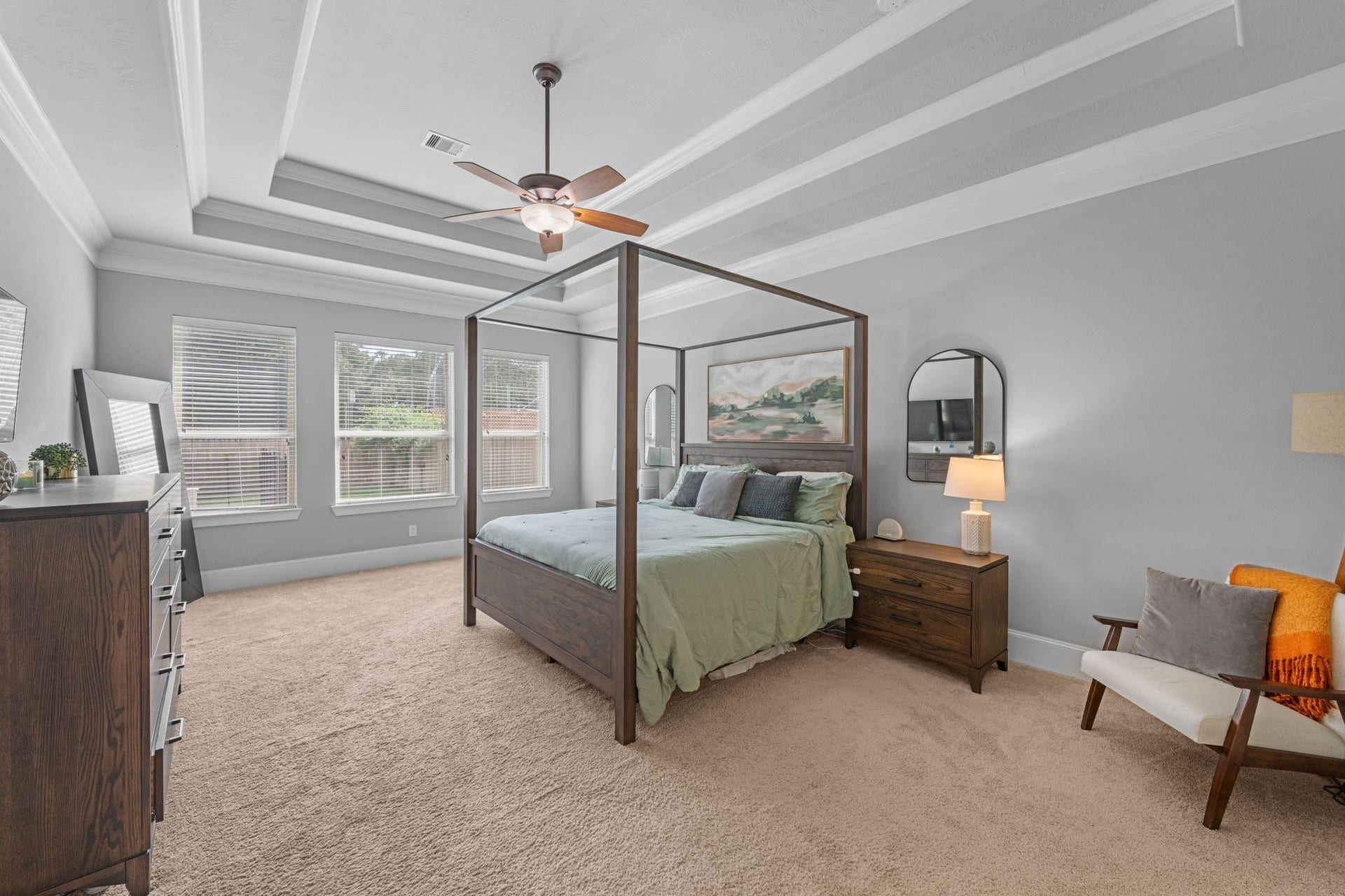 Spacious primary suite offering a peaceful retreat with room to unwind