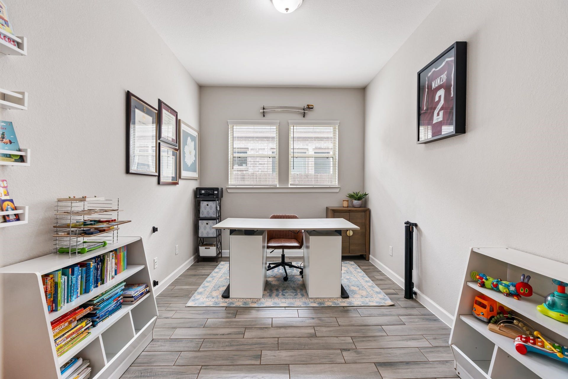 Home office/study perfect for work or play and large enough to hold both activities.