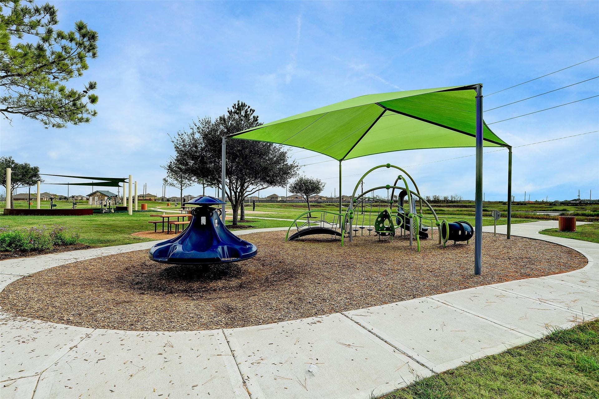 223 Sunset Colony Drive, Rosharon, TX 77583 Little ones have a place to climb, explore and burn off some energy at the shaded neighborhood playground.