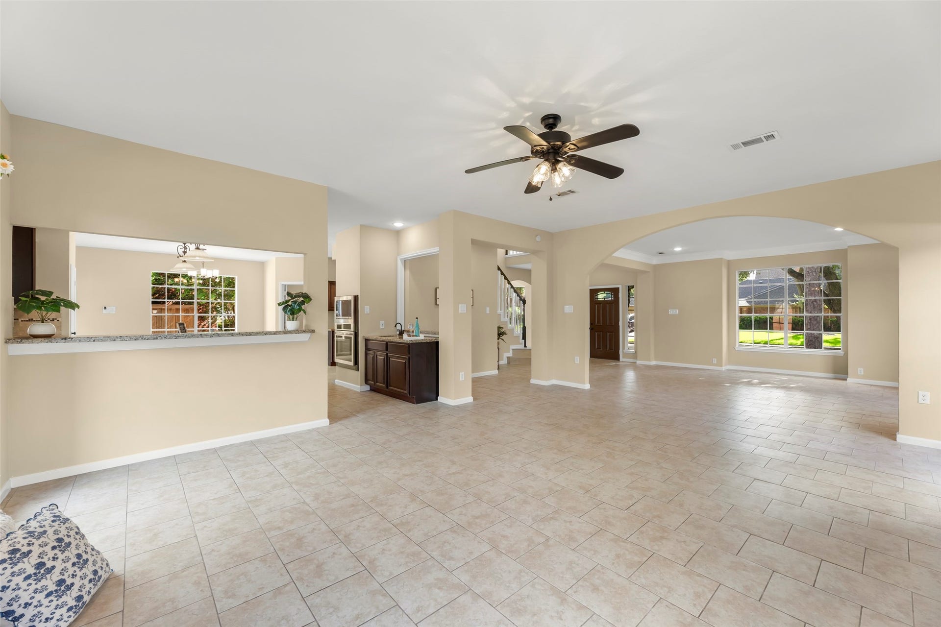 Arched entryways adding architectural interest.