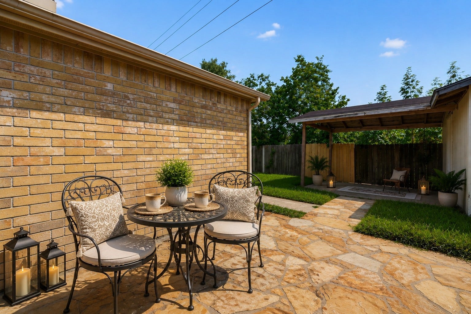 Warm backyard patio nook