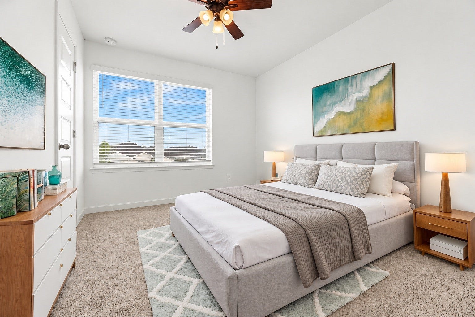 The thoughtfully designed layout of the fourth bedroom allows for natural light to enter the room. Virtually staged so you can imagine the possibilities.