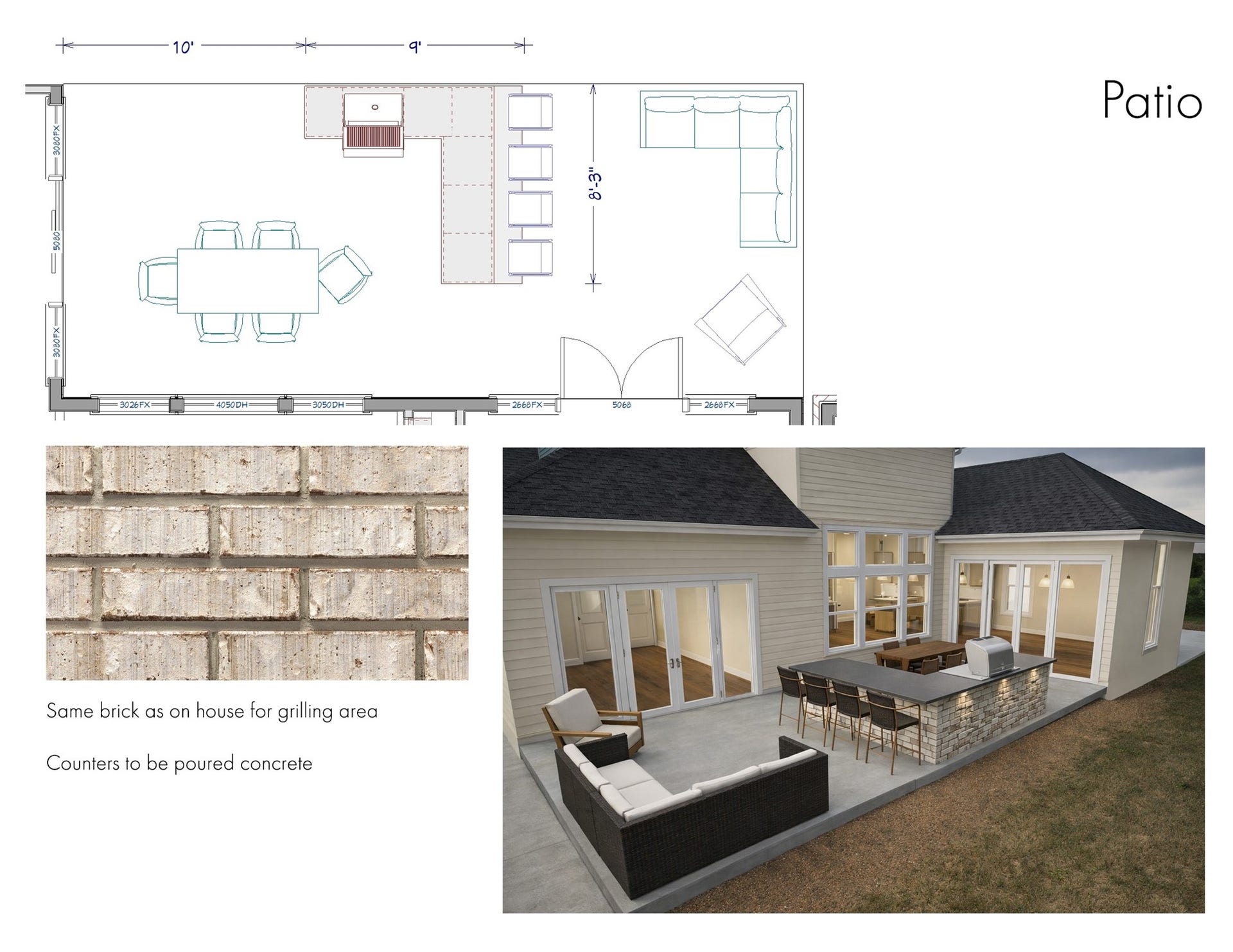 Outdoor kitchen rendering - build still in progress

*colors/structure subject to change prior to completion.