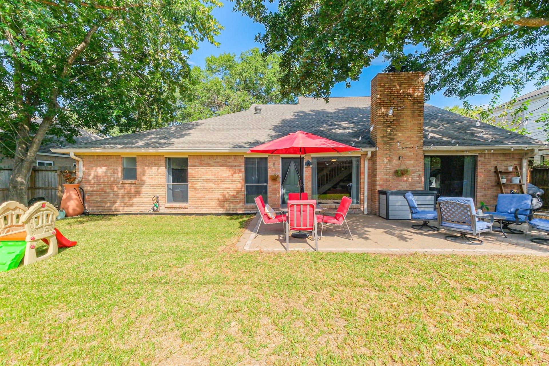 14211 Swiss Hill Drive, Houston, TX 77077 The extended patio is truly a place to enjoy. Throughout the day it is mostly shaded.