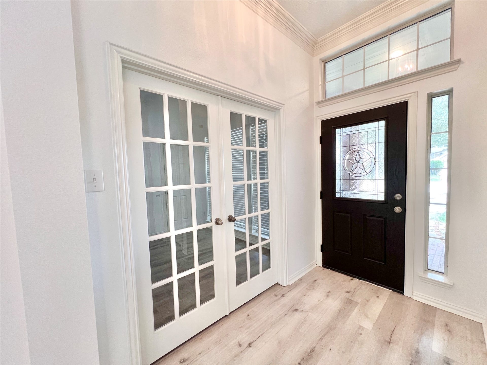 View of the double French Door of front Study/ Office/ 4th bedroom