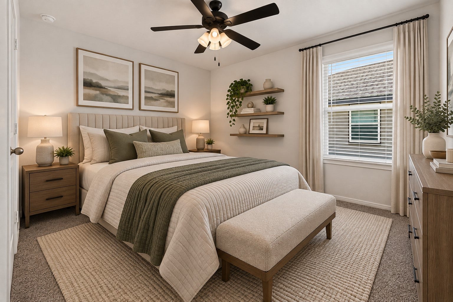 31214 Carmelas Landing Drive, Fulshear, TX 77441 Virtually staged secondary bedroom to show space usage.