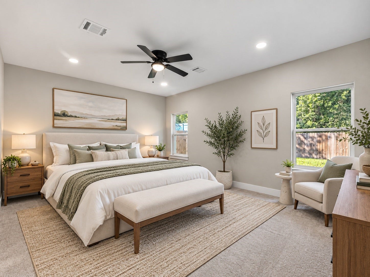 8709 Wheatley Street, Houston, TX 77088 Unit A: Virtually staged spacious primary bedroom designed for comfort and relaxation.
