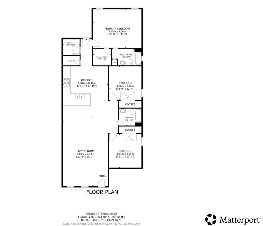 8709 Wheatley Street, Houston, TX 77088 Unit B: Floor plan featuring 3 bedrooms, 2 full bathrooms, and an open-concept living area.