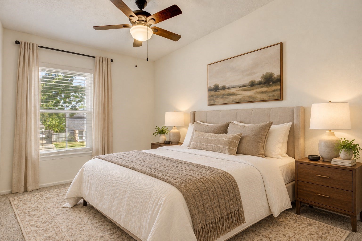 As you enter the hallway upstairs, you are greeted with the first of the three upstairs bedrooms *virtually staged*