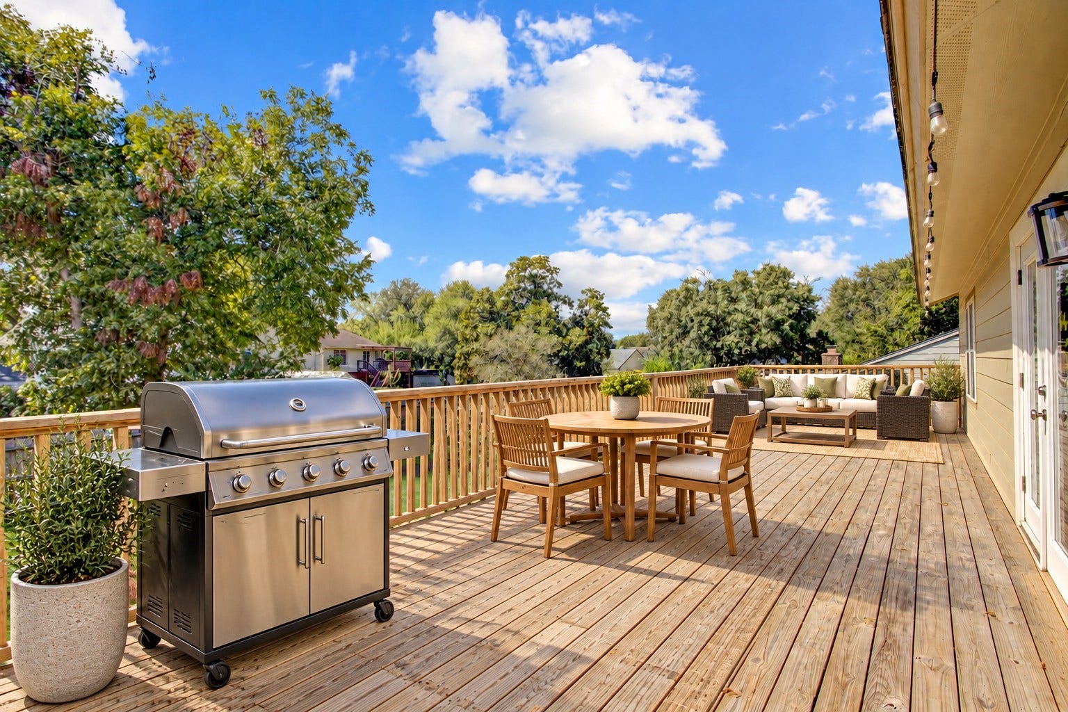 As you exit the double doors off the kicthen, you have a substantial top deck with plenty of room to grill and entertain! *virtually staged, grill/furniture not included*