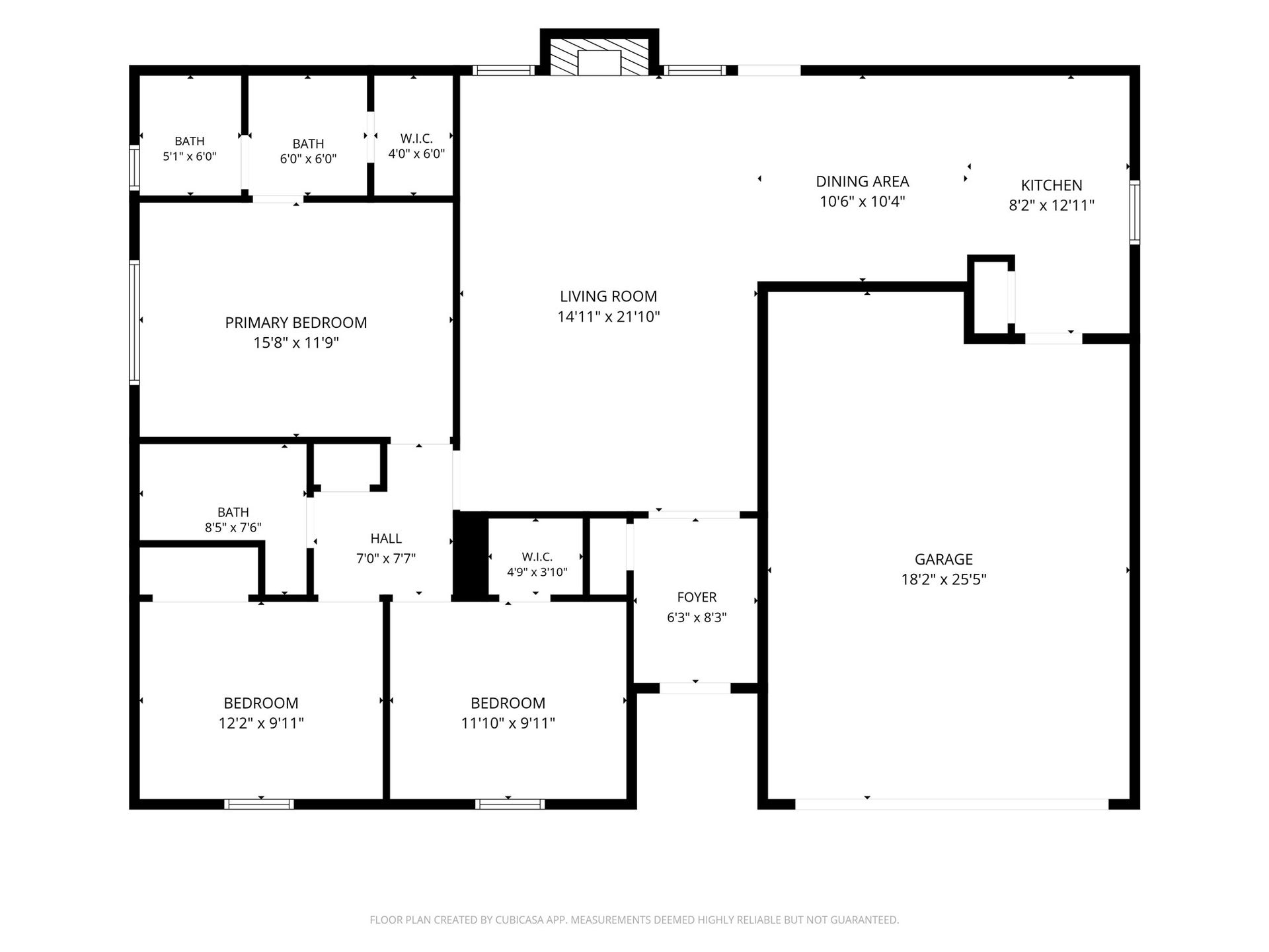 3027 Longhorn Drive, Rosenberg, TX 77471 Floor plan with room dimensions: single story with 3 bedrooms, 2 baths, open living and dining, and an attached two-car garage.