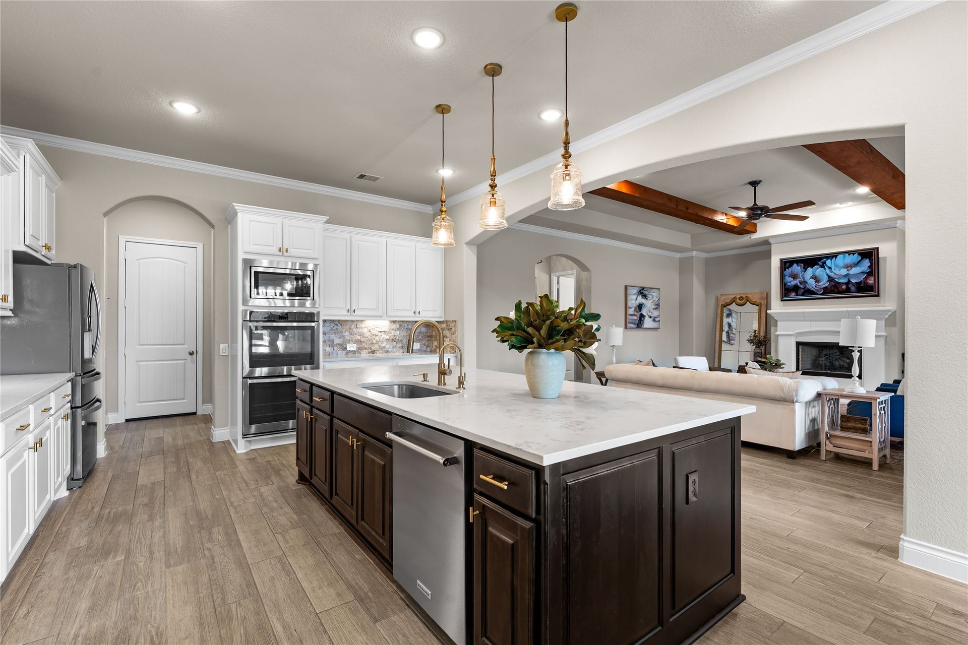 40803 Mostyn Drive, Magnolia, TX 77354 Oversized kitchen island with abundant prep space and storage.