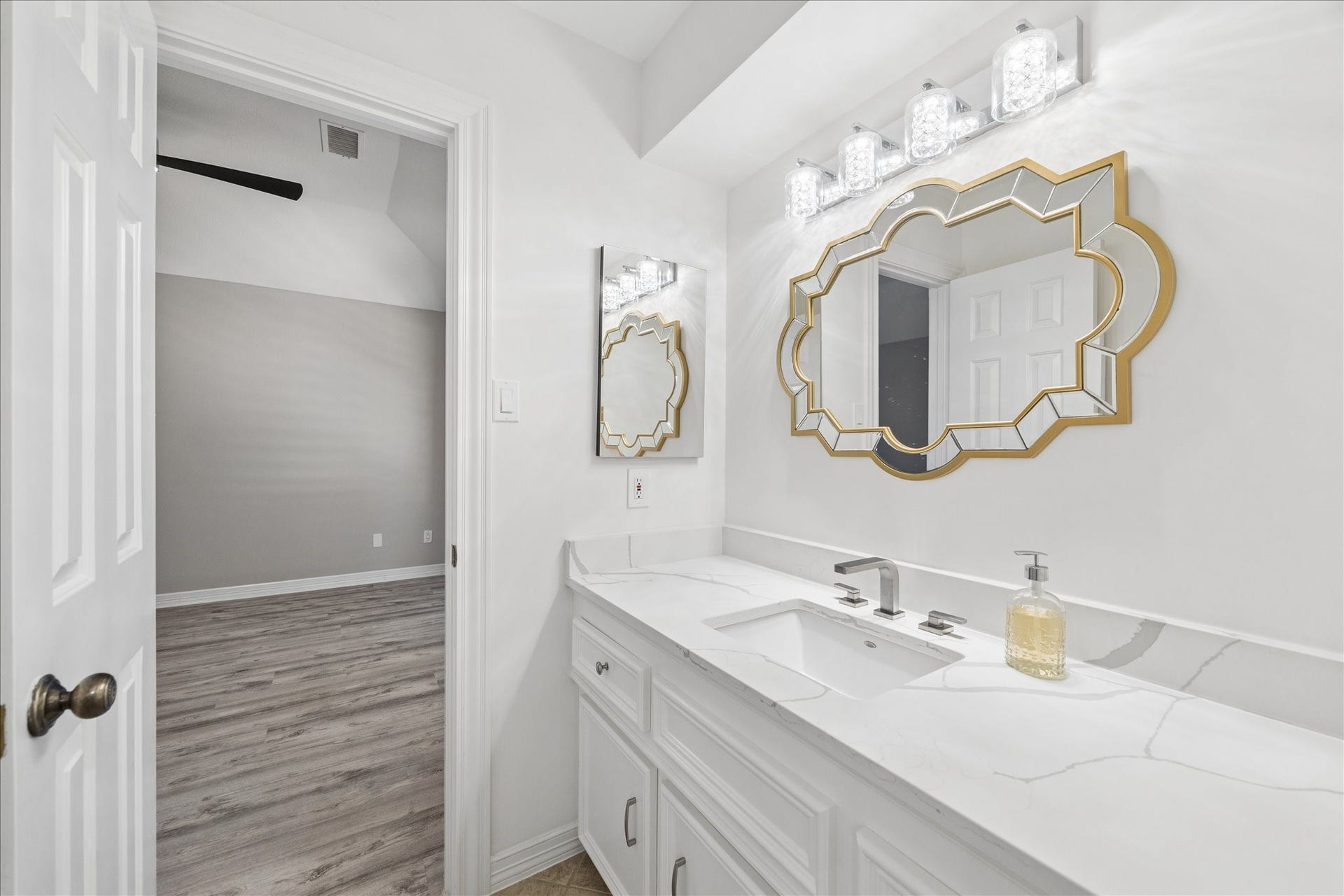 The Jack and Jill bathroom second vanity showcasing the upgraded look and design.