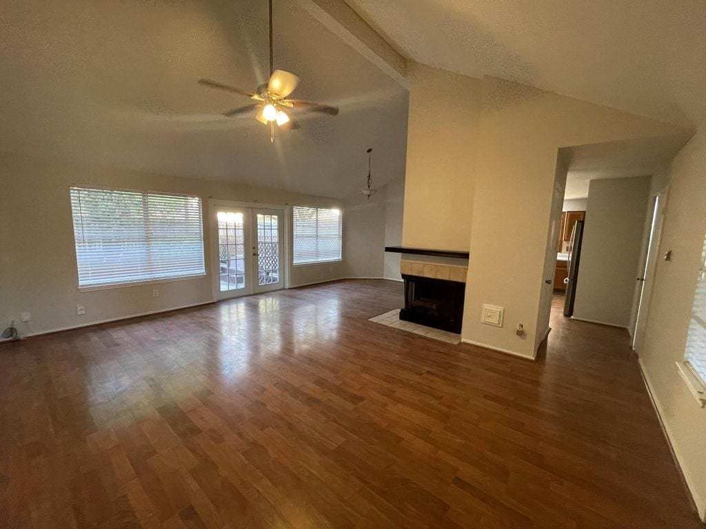 Living room with area for sitting room or dining table