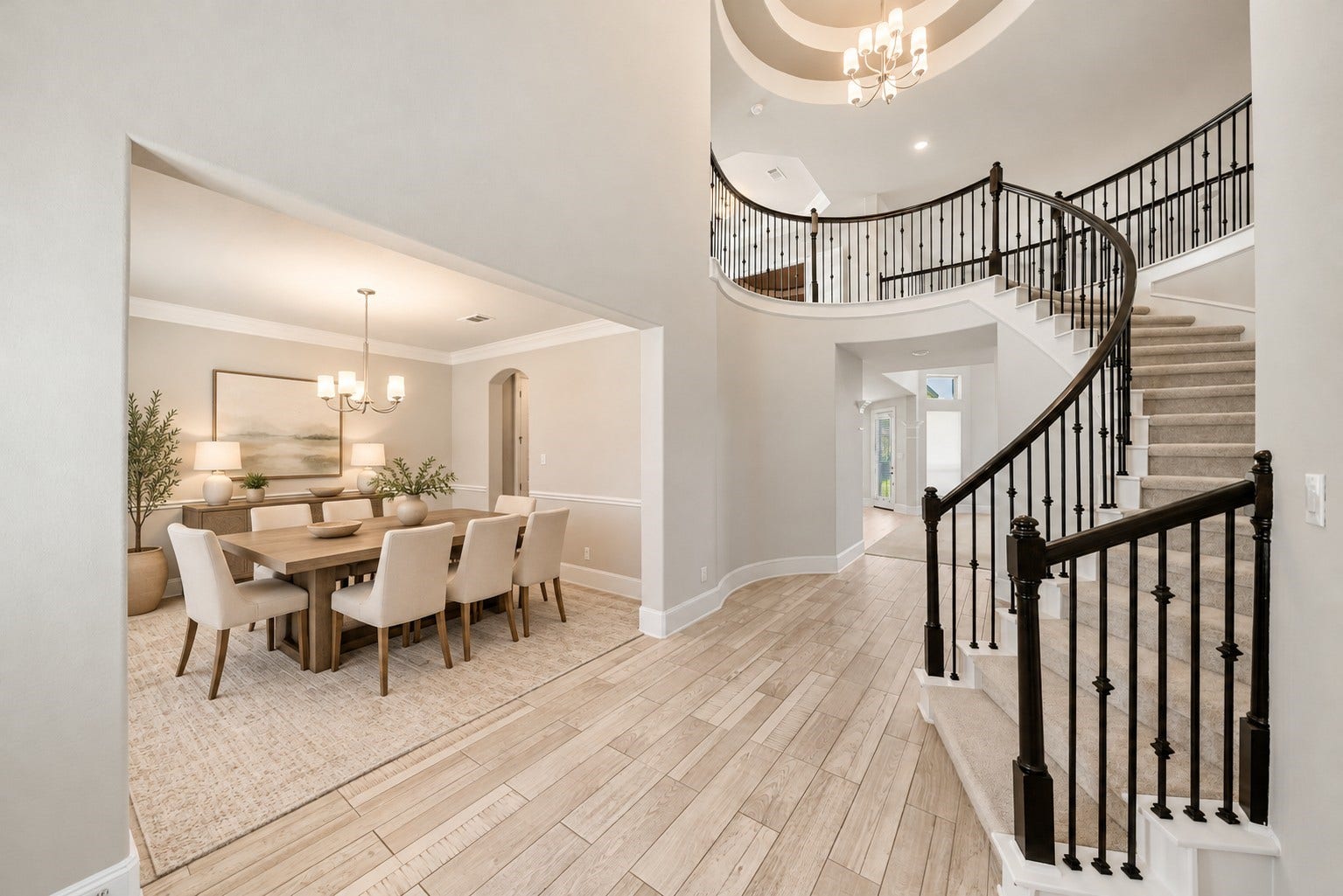 27106 Spanish Wind Court, Magnolia, TX 77354 The entry in this Bellagio model is stunning! The furnishings are virtually staged to show you what the home would look like furnished.