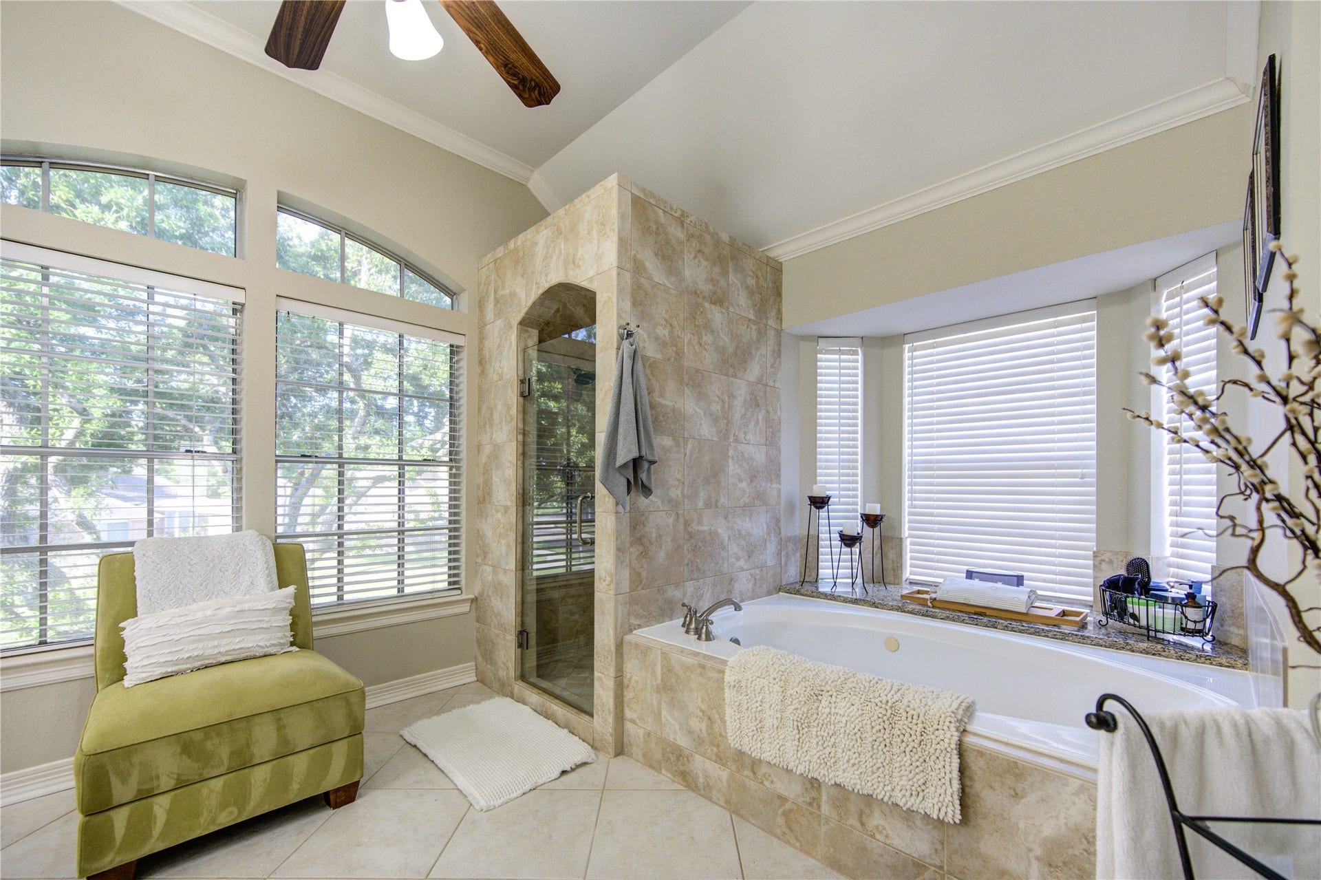 4914 Hillswick Drive, Sugar Land, TX 77479 Immense space in the primary bathroom with wall of windows.